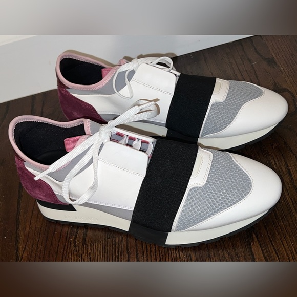 New $695 Balenciaga Race Leather/Suede Fashion Sneakers Size 40 9 9.5 / 10 - Picture 2 of 6